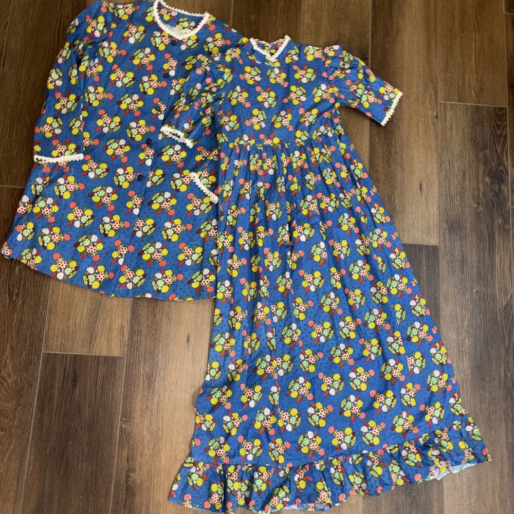 Vintage‎ Girls 1970s Handmade Mushroom Fabric Kitschy Set Dress Jacket Handmade